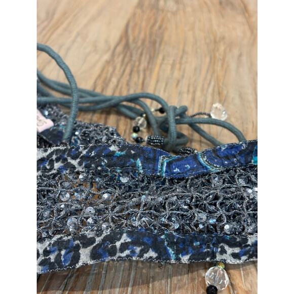 Deepa Gurnani Belt Beaded Embellished Boho Crystal  Blue - Picture 3 of 6